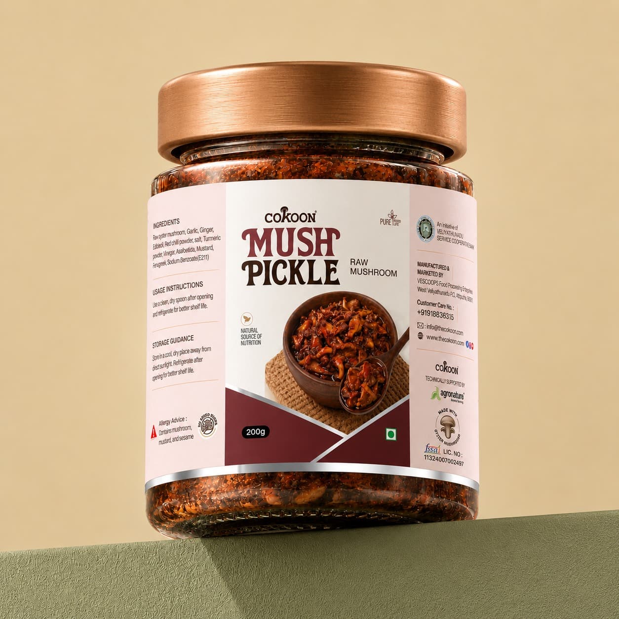 Cokoon Mush Pickle Raw Oyster Mushroom